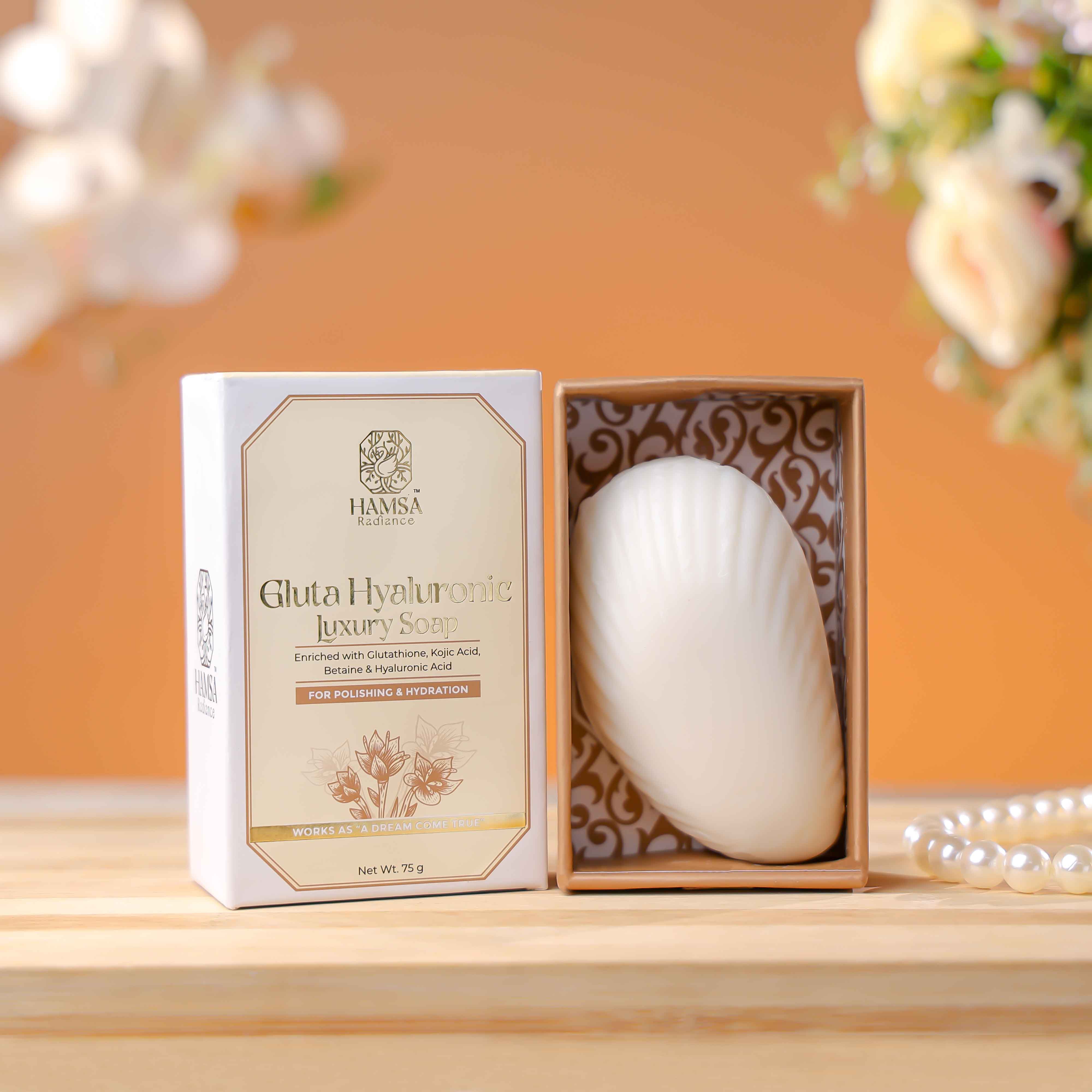 glutathione and hyaluronic acid serum Gluta Hyaluronic Luxury Soap| Hamsa Hyaluronic Luxury Soap