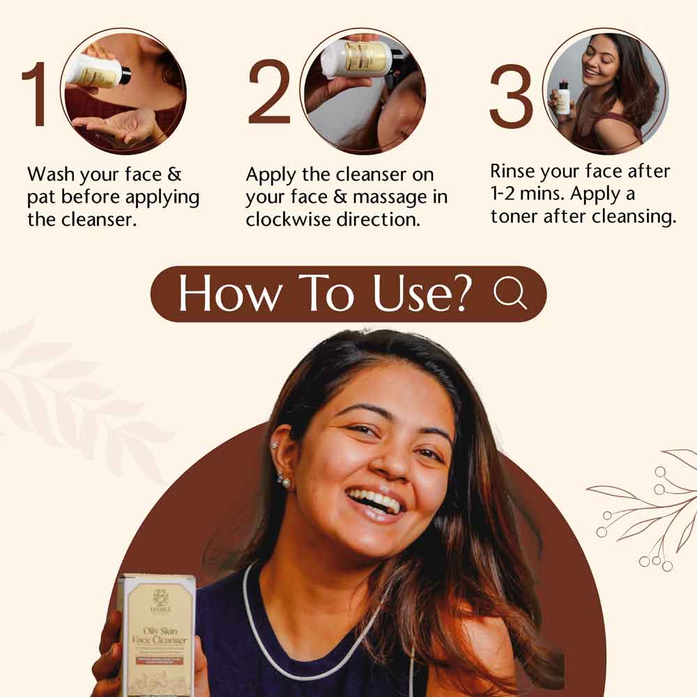 hamsa radiance oily skin face cleanser how to use